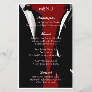 Elegant Modern Burgundy Red Gay Men Wedding Menu