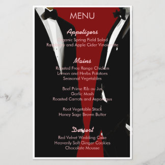 Elegant Modern Burgundy Red Gay Men Wedding Menu