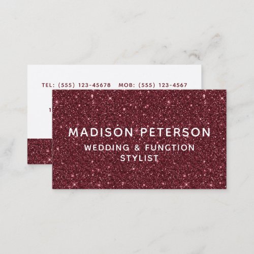 Elegant Modern Burgundy Red Glitter Girly Chic Business Card
