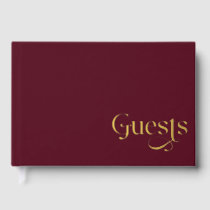 Elegant Modern Burgundy Wedding Foil Guest Book