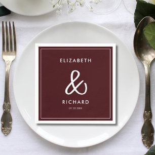 Elegant & Modern Burgundy Wedding Napkins