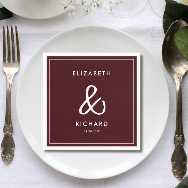 Elegant & Modern Burgundy Wedding Napkins (Elegant modern burgundy wedding napkins add a refined touch to your table setting.)