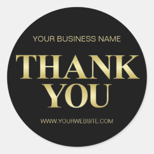 Elegant Modern Business Black Gold THANK YOU Classic Round Sticker