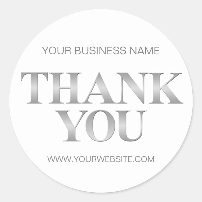 Elegant Modern Business Black Silver THANK YOU Classic Round Sticker (Front)