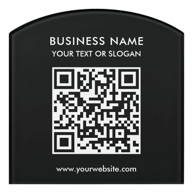 Elegant Modern Business Logo Text QR Code Best Door Sign (Contour Front)