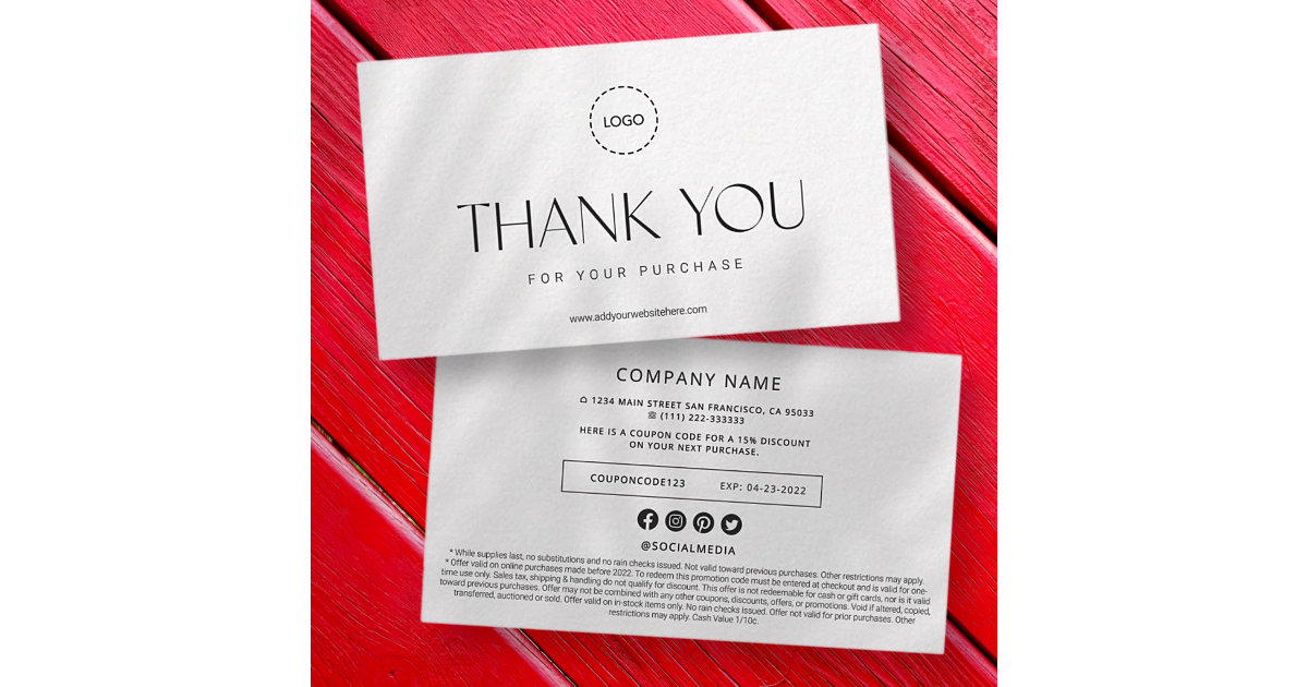 Thank You For Purchase Business Logo Company Name Note Card