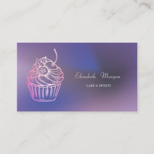 Elegant Modern Cake Sweets,Cupcake Purple Business Card