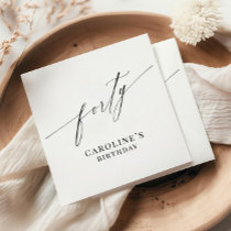 Elegant Modern Calligraphy 40th Birthday Napkins