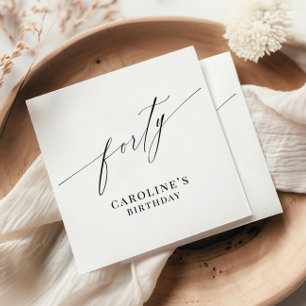 Elegant Modern Calligraphy 40th Birthday Napkins