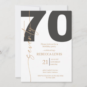 Elegant Modern Calligraphy 70th Adult Birthday Invitation