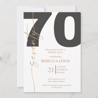 Elegant Modern Calligraphy 70th Adult Birthday Invitation