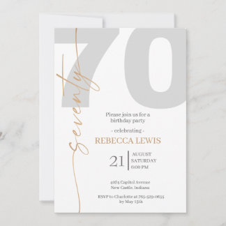 Elegant Modern Calligraphy 70th Adult Birthday Invitation