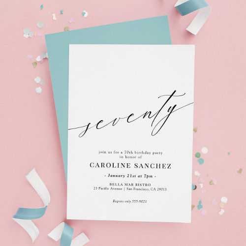 Elegant Modern Calligraphy 70th Birthday