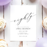 Elegant Modern Calligraphy 80th Birthday Party Invitation<br><div class="desc">Celebrate a milestone with this Elegant Modern Calligraphy 80th Birthday Party Invitation! Featuring stylish script and a timeless design, this invitation sets the perfect tone for a sophisticated and memorable celebration. Personalize it with the guest of honor’s name, party details, and any special message to make it truly unique. Printed...</div>