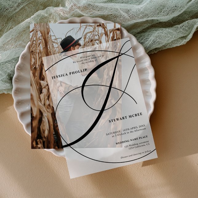 Elegant Modern Calligraphy Ampersand chic Wedding  Vellum Invitations (Elegant Modern Calligraphy Ampersand chic Wedding Vellum Invitations)