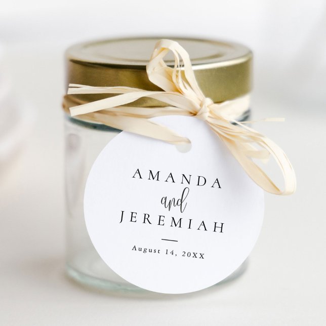 Elegant Modern Calligraphy Black and White Wedding Favor Tags (Creator Uploaded)
