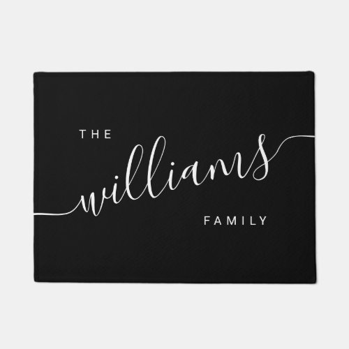 Elegant modern calligraphy black  white doormat