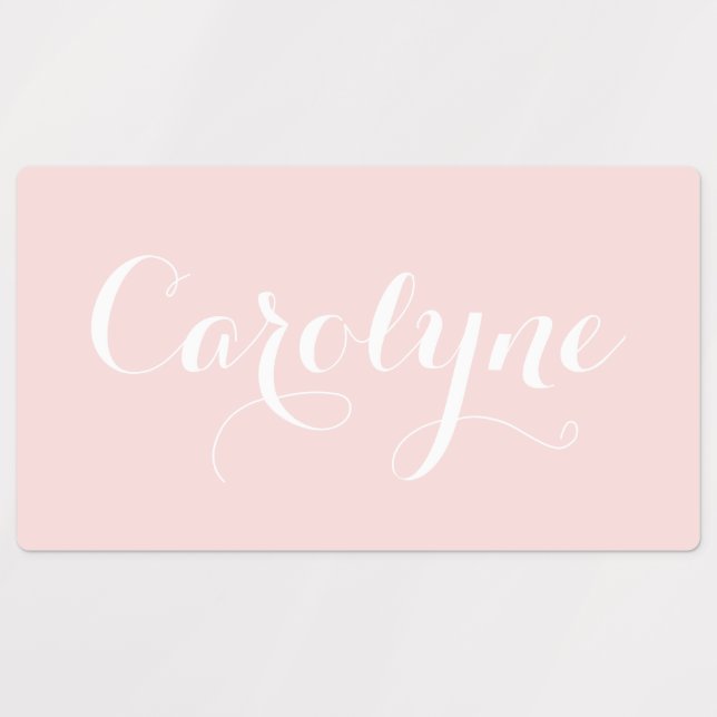 Elegant Modern Calligraphy Blush Pink Custom Names Kids' Labels (Design 1)