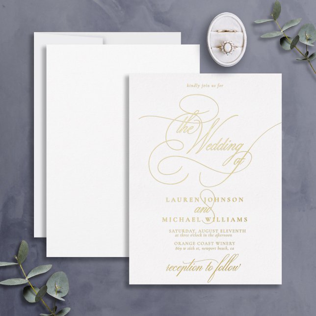 Elegant Modern Calligraphy Classic Wedding  Foil Invitation (Creator Uploaded)