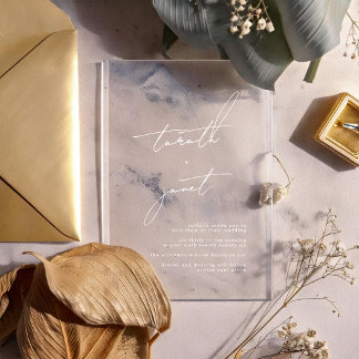 Elegant Modern Calligraphy Creamy Wedding Acrylic Invitations