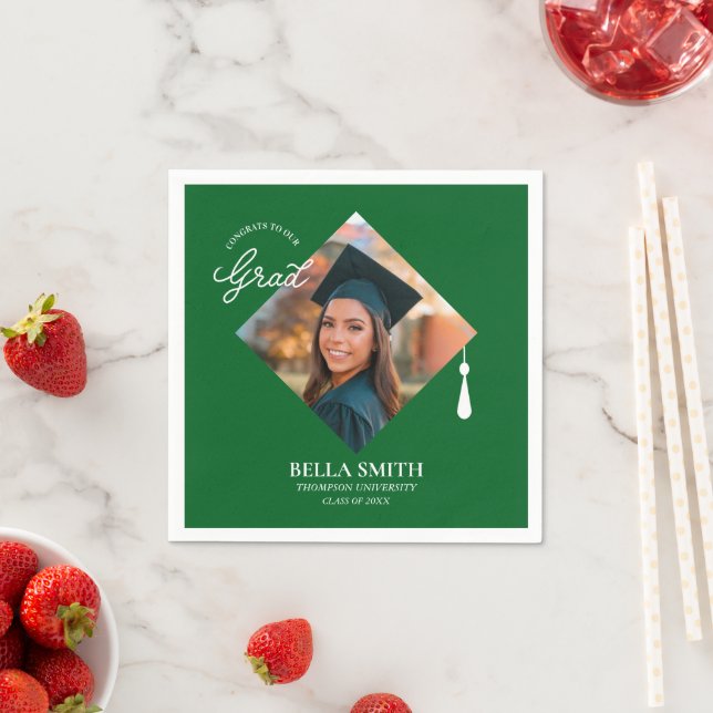 Elegant Modern Calligraphy Custom Graduation Photo Napkins (Insitu)
