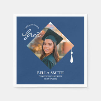 Elegant Modern Calligraphy Custom Graduation Photo Napkins