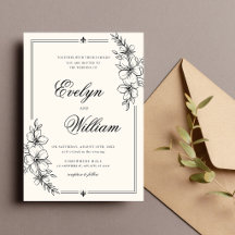 Elegant Modern Calligraphy Floral Wedding