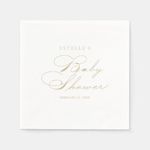 Elegant Modern Calligraphy Gold Baby Shower  Napkins