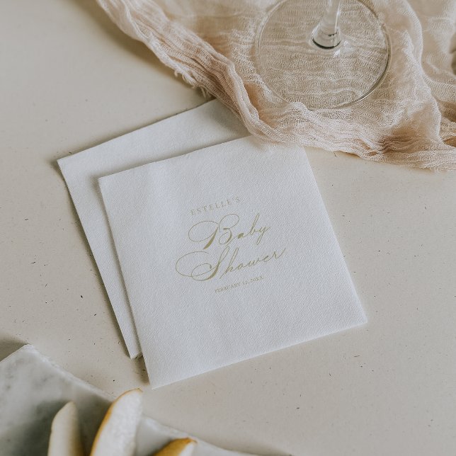 Elegant Modern Calligraphy Gold Baby Shower  Napkins (Creator Uploaded)