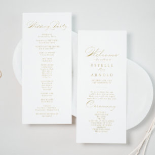 Elegant Modern Calligraphy Gold Wedding Program