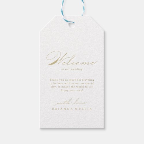 Elegant Modern Calligraphy Gold Wedding Welcome   Gift Tags
