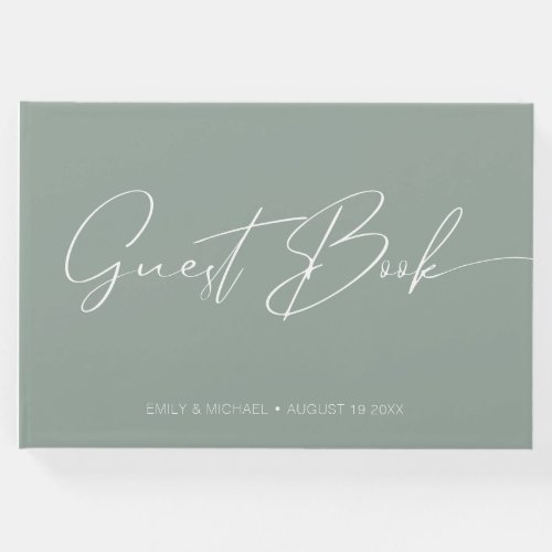 Elegant Modern Calligraphy Light Sage Wedding Guest Book