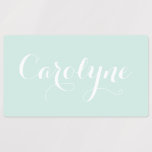 Elegant Modern Calligraphy Mint Green Custom Names Kids' Labels<br><div class="desc">Elegant Modern Calligraphy Mint Green Custom Names Kids' Labels | Keep organized with this customizable name label It features mint and white modern calligraphy. These labels will be perfect for labelling lunch boxes,  clothes,  school supplies and so much more.</div>