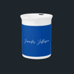 Elegant Modern Calligraphy Name Professional Blue Beverage Pitcher<br><div class="desc">This template can be customized to meet all professional occupations.</div>