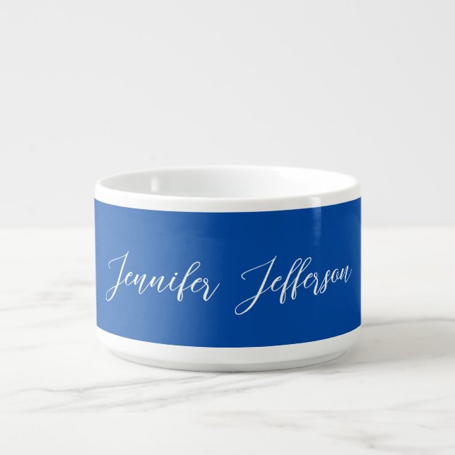 Elegant Modern Calligraphy Name Professional Blue Bowl (Center)