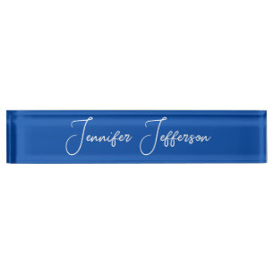 Elegant Modern Calligraphy Name Professional Blue Desk Name Plate