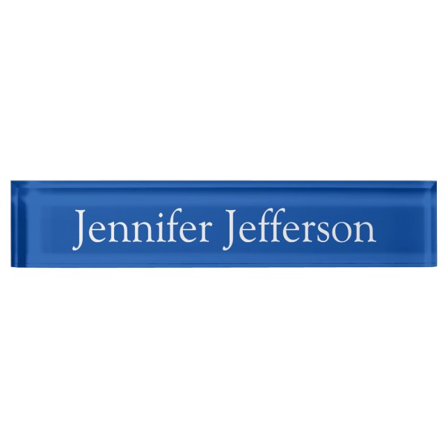 Elegant Modern Calligraphy Name Professional Blue Desk Name Plate (Front)