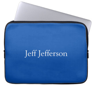 Elegant Modern Calligraphy Name Professional Blue Laptop Sleeve