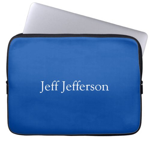 Elegant Modern Calligraphy Name Professional Blue Laptop Sleeve