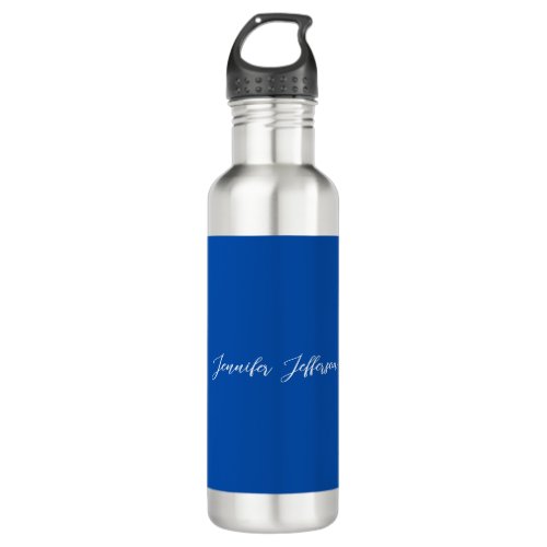 Elegant Modern Calligraphy Name Professional Blue Stainless Steel Water Bottle