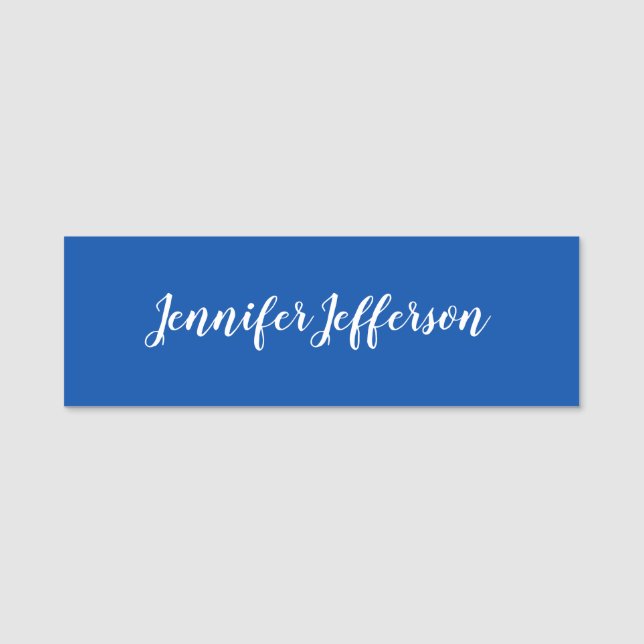 Elegant Modern Calligraphy Name Professional Blue Tag (Front)