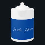 Elegant Modern Calligraphy Name Professional Blue Teapot<br><div class="desc">This template can be customized to meet all professional occupations.</div>
