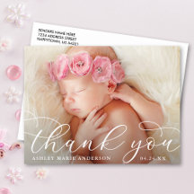 Elegant Modern Calligraphy New Baby Thank You