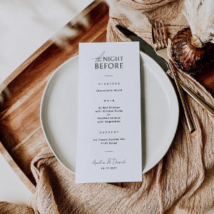 Elegant Modern Calligraphy Night Before Menu Card