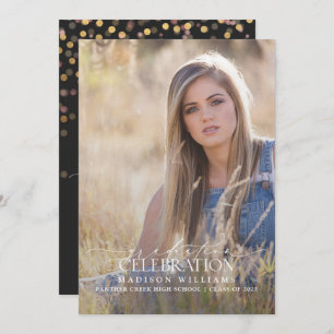 Elegant Modern Calligraphy Photo Graduation Invitation