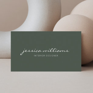 Elegant Modern Calligraphy Professional Green Business Card