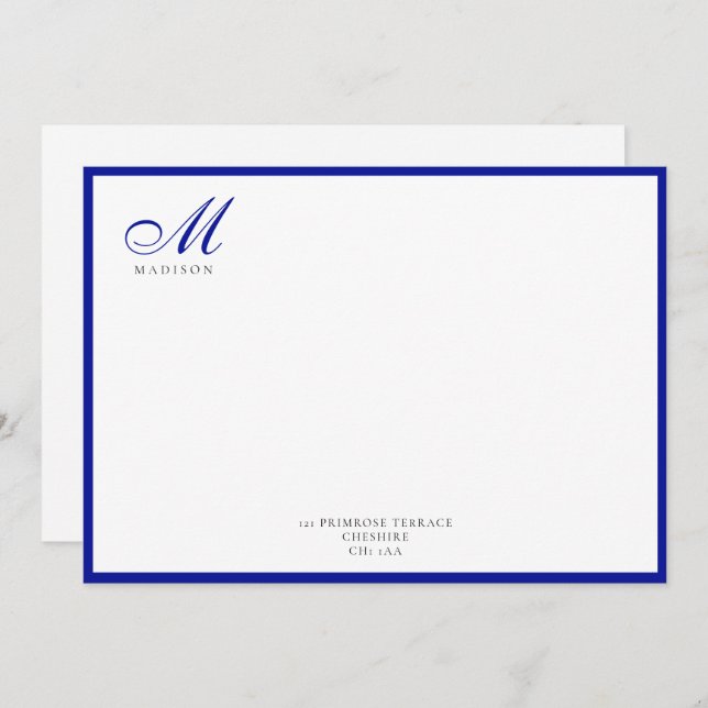 Elegant Modern Calligraphy Script Admiral Note Card (Front/Back)