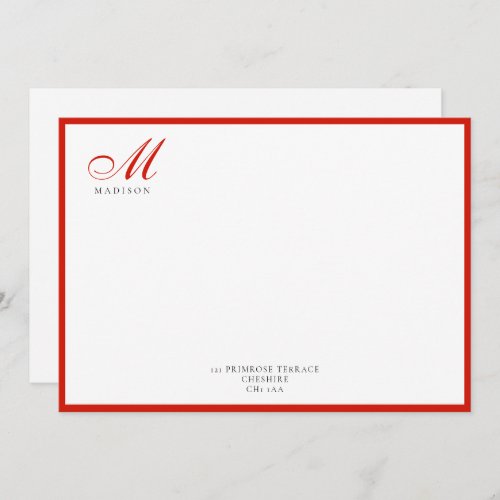 Elegant Modern Calligraphy Script Candy Red Note Card
