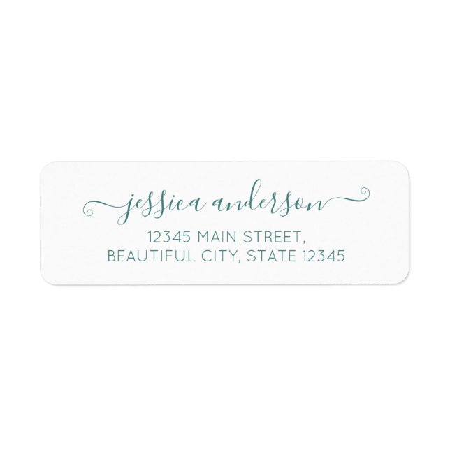 Elegant Modern Calligraphy Script Chic Lake Green Label (Front)
