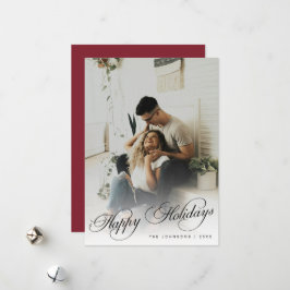 Elegant Modern Calligraphy Script Christmas Photo Holiday Card